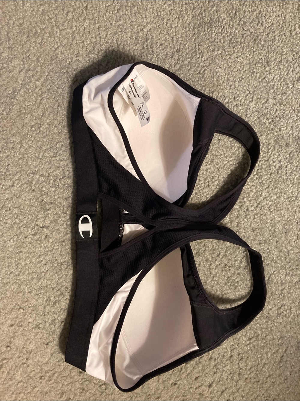 Champion Two-Tone White and Black Padded Racerback Sports Bra - Picture 2 of 2